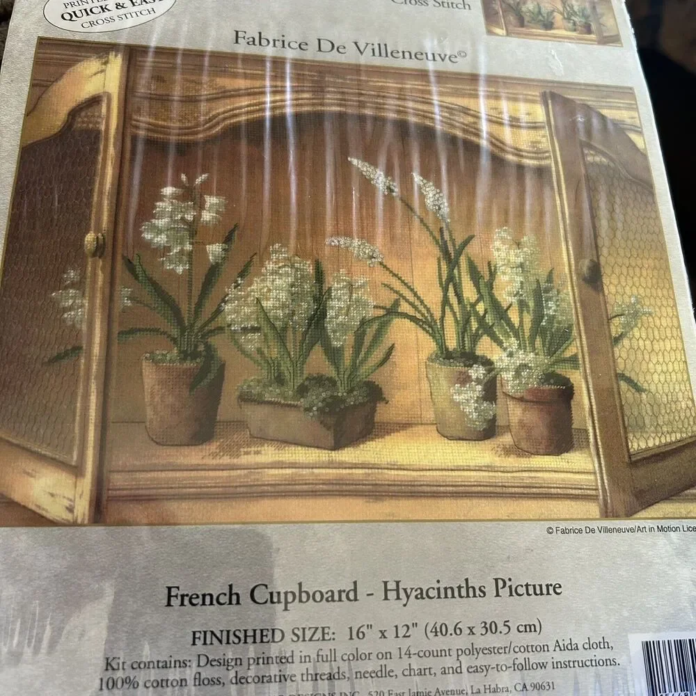 Candamar Designs 51432 French Cupboard/Hyacinths Embellished Cross Stitch Kit